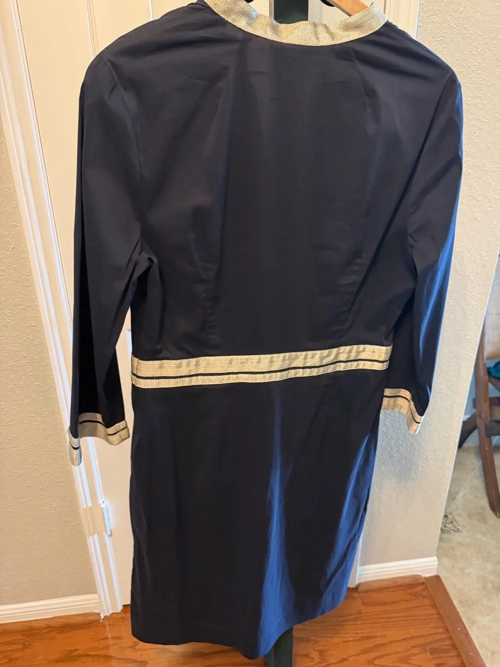 Tory Burch Navy Dress with Silver Metallic Trim